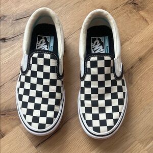 Vans Women’s/Kids Checkered Slip-On Shoes - Black and White
